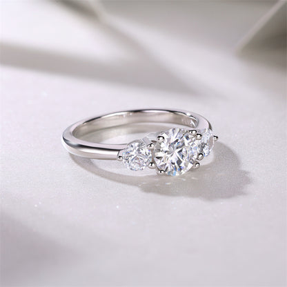 Elegant Geometric Silver Ring with Moissanite for Women