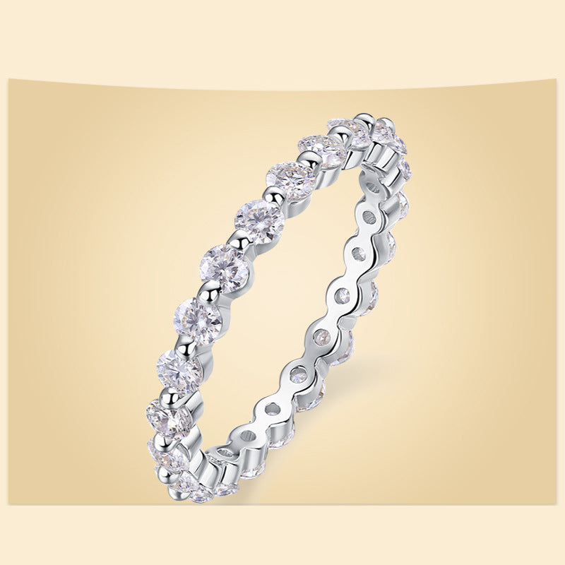 Elegant Silver Ring with Multiple Moissanite Stones