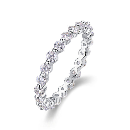 Elegant Silver Ring with Multiple Moissanite Stones