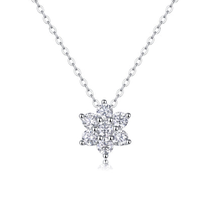 Elegant Snowflake Pendant Necklace with Moissanite for Women