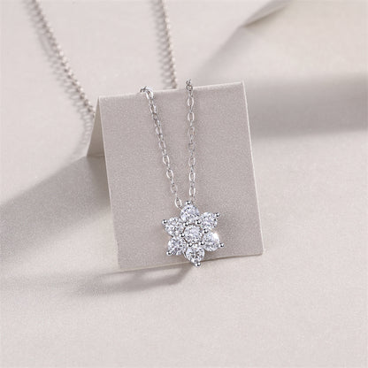 Elegant Snowflake Pendant Necklace with Moissanite for Women
