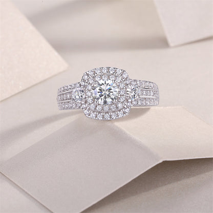 Elegant Square Moissanite Ring in 925 Silver