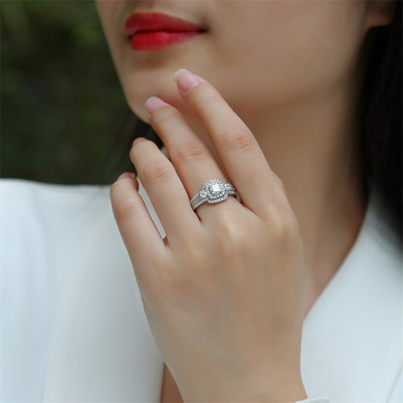 Elegant Square Moissanite Ring in 925 Silver
