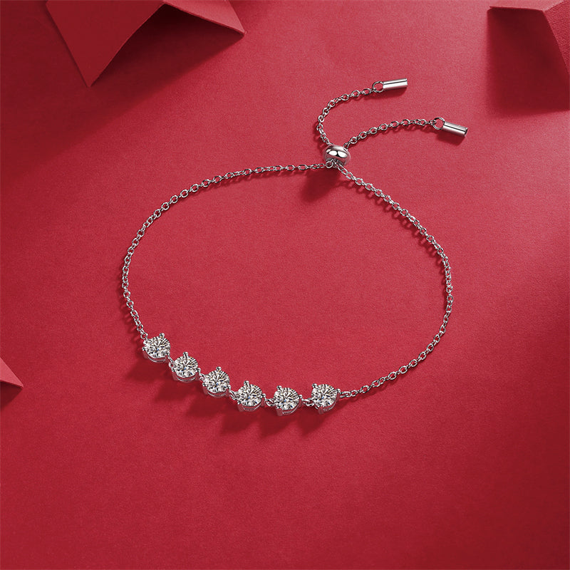 Elegant Women's Silver Bracelet with Beveled Square Moissanite