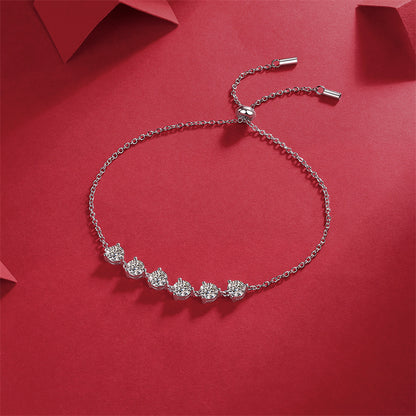 Elegant Women's Silver Bracelet with Beveled Square Moissanite
