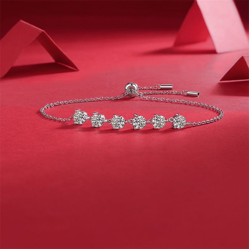 Elegant Women's Silver Bracelet with Beveled Square Moissanite