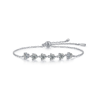 Elegant Women's Silver Bracelet with Beveled Square Moissanite