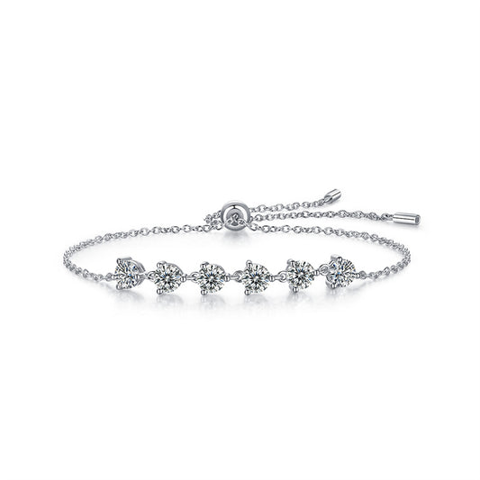 Elegant Women's Silver Bracelet with Beveled Square Moissanite