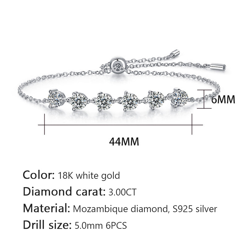 Elegant Women's Silver Bracelet with Beveled Square Moissanite