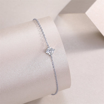 Elegant Women's Silver Bracelet with Round Moissanite for Office Wear