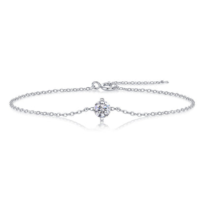 Elegant Women's Silver Bracelet with Round Moissanite for Office Wear