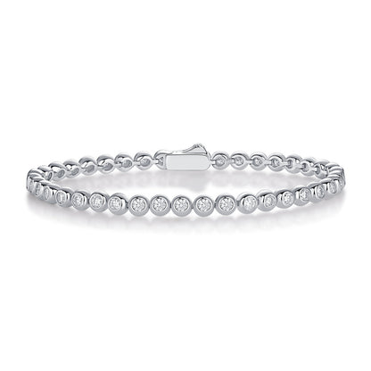 Elegant Women's Silver Bracelet with Round Moissanite for Office Wear
