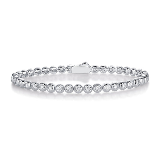 Elegant Women's Silver Bracelet with Round Moissanite for Office Wear