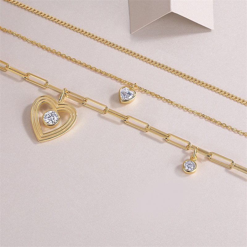 Elegant Women's Silver Necklace with Round Moissanite Pendant