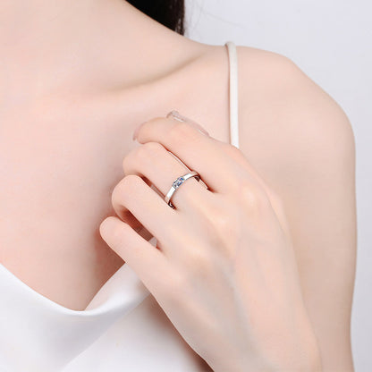 Emerald Cut Moissanite Ring in 925 Sterling Silver | 0.5ct Rectangular Bezel Setting
