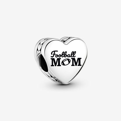 Team Mom Football Heart Charm