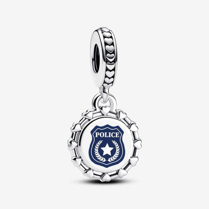 Blue Police Badge Silver Charm