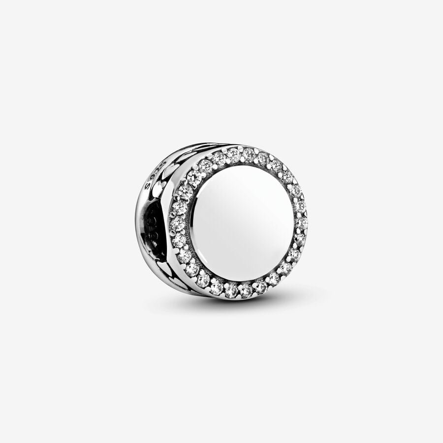 Engravable Sparkling Button Charm