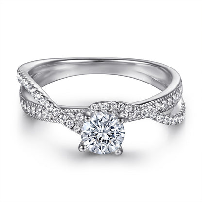 Eternal Love 925 Silver Ring - Three-Strand Intertwined Zirconia Engagement Band