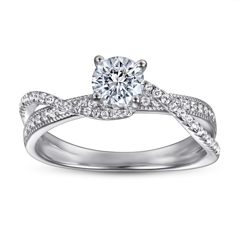 Eternal Love 925 Silver Ring - Three-Strand Intertwined Zirconia Engagement Band
