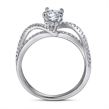 Eternal Love 925 Silver Ring - Three-Strand Intertwined Zirconia Engagement Band