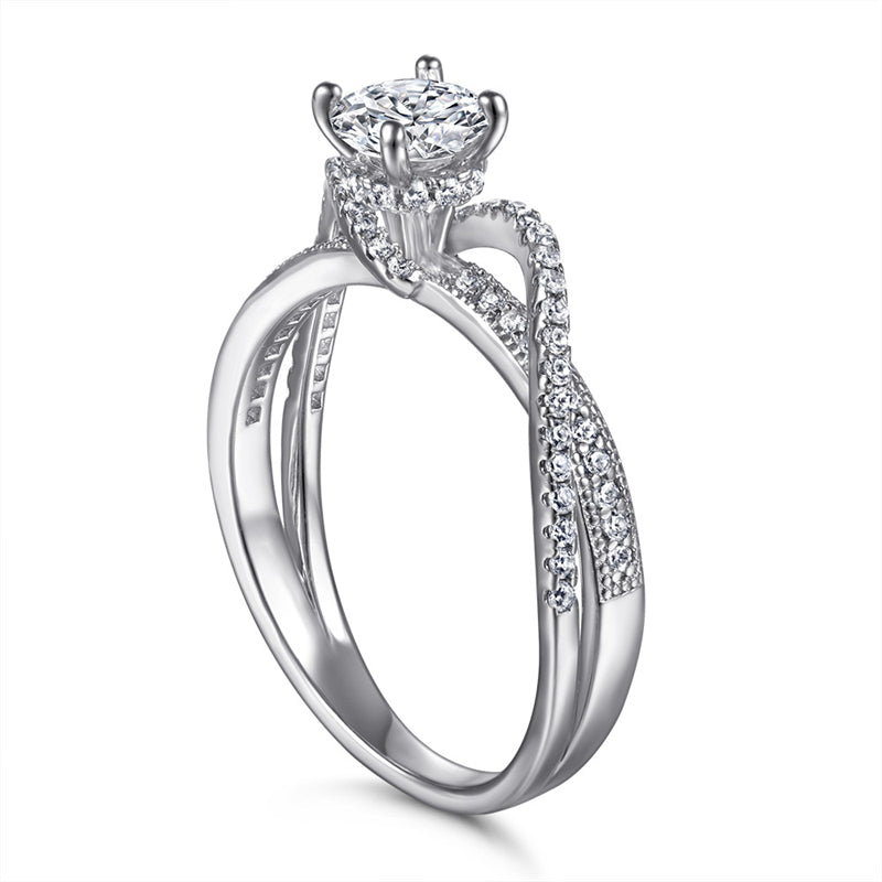 Eternal Love 925 Silver Ring - Three-Strand Intertwined Zirconia Engagement Band