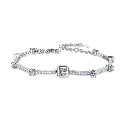Exotic Botanical 925 Silver Bracelet with 1.88ct Moissanite | Camellia, Cactus & Red Bean Design | 5-Layer Rhodium Plating