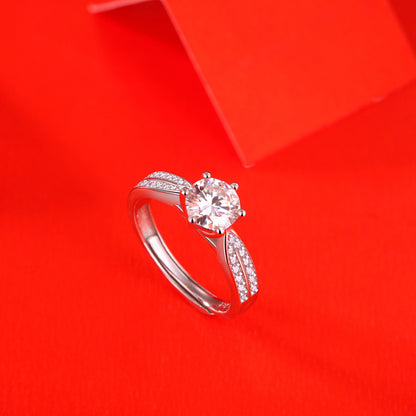 Fashionable Adjustable Ring with Sparkling Stone