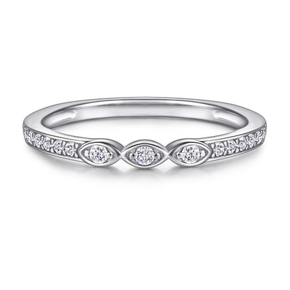 Floral 925 Silver Ring Set - Versatile Bridal Stack with Zirconia Accents