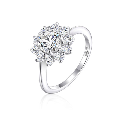 Floral 925 Sterling Silver Ring - Elegant Rose & Blossom Wedding Band for Women