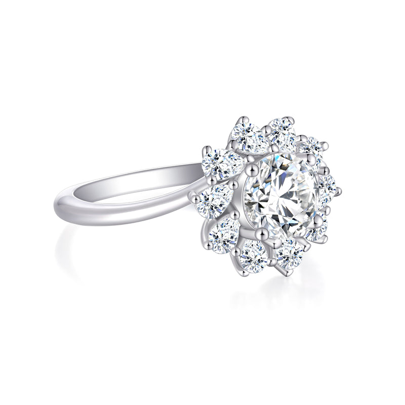 Floral 925 Sterling Silver Ring - Elegant Rose & Blossom Wedding Band for Women
