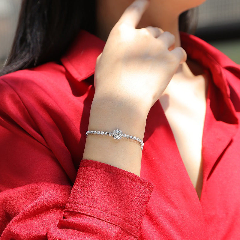 Floral Geometric Bracelet with Moissanite