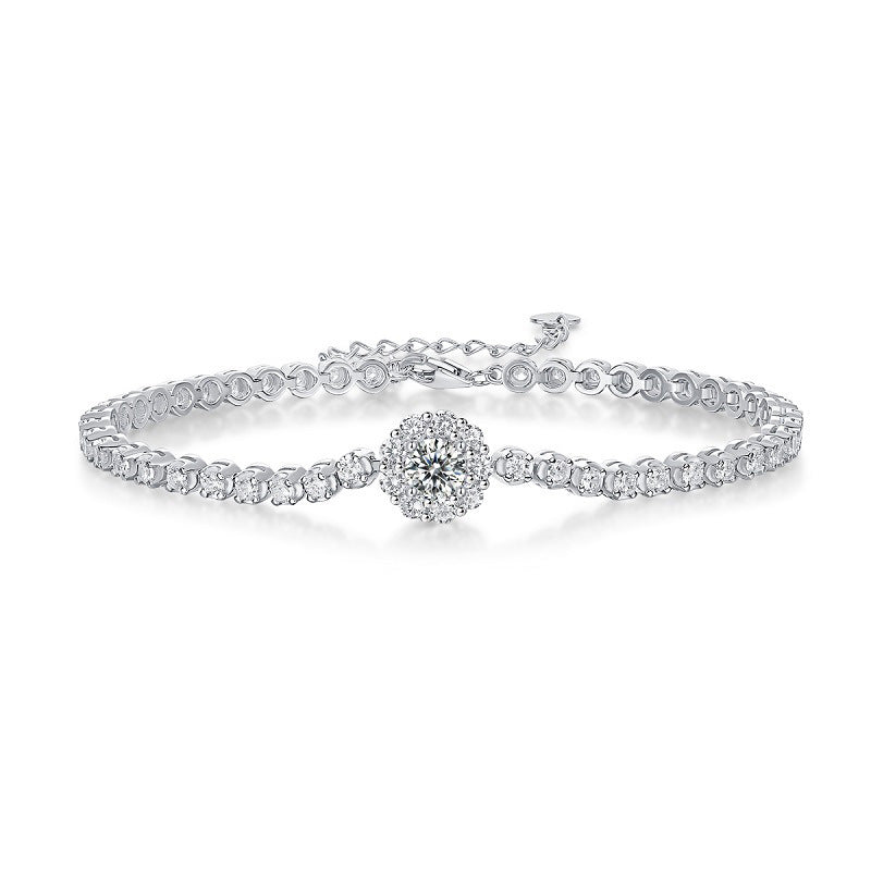 Floral Geometric Bracelet with Moissanite