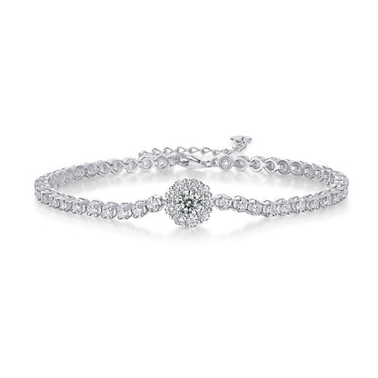 Floral Geometric Bracelet with Moissanite
