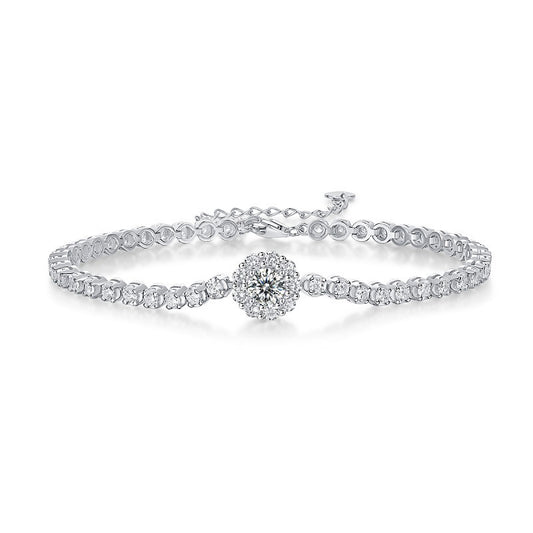 Floral Geometric Bracelet with Moissanite