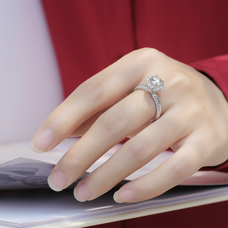 Floral Geometric Ring with Moissanite