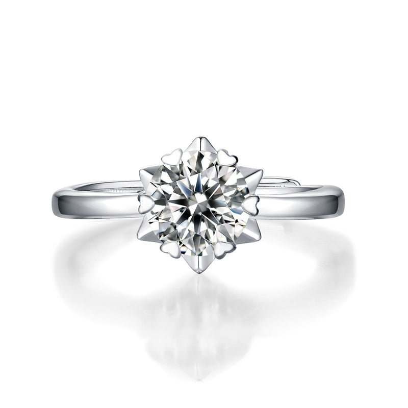 Floral Geometric Ring with Moissanite