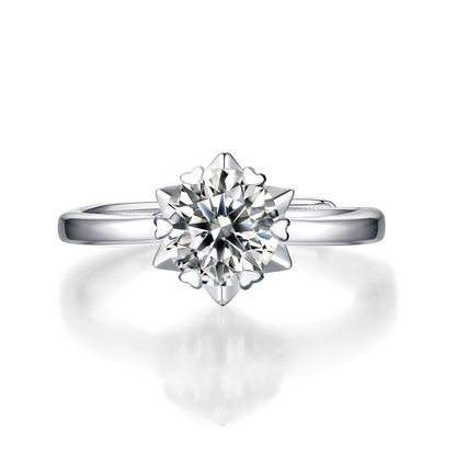 Floral Geometric Ring with Moissanite