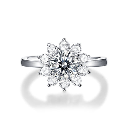 Floral Geometric Ring with Moissanite