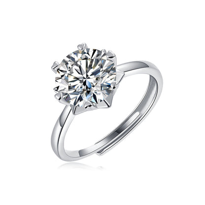 Floral Geometric Ring with Moissanite
