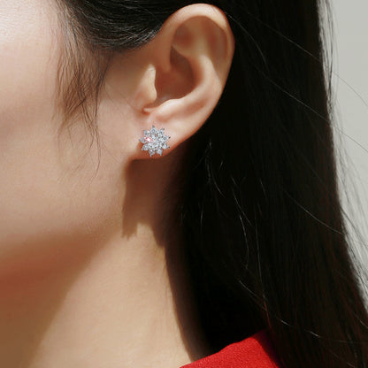 Floral Sterling Silver Moissanite Stud Earrings for Women