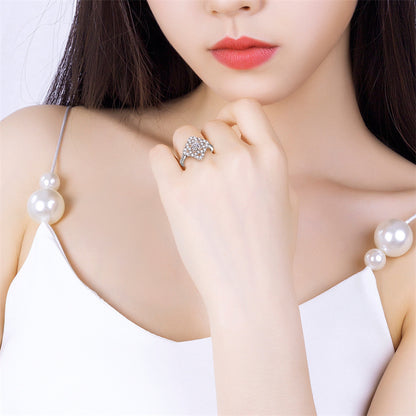 Four-Leaf Clover 925 Silver Ring - Geometric Zirconia Band for Women