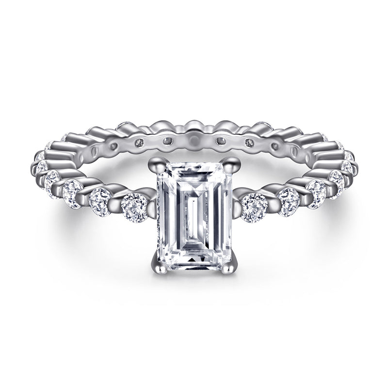 Full Eternity Square Zircon Ring - 925 Sterling Silver Statement Index Finger Jewelry