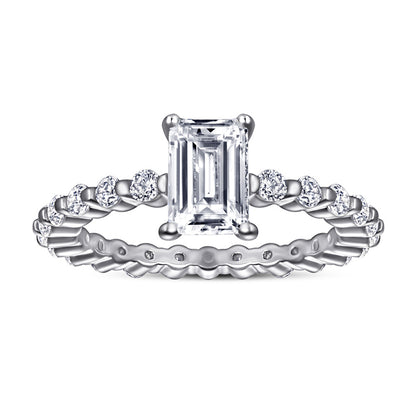 Full Eternity Square Zircon Ring - 925 Sterling Silver Statement Index Finger Jewelry