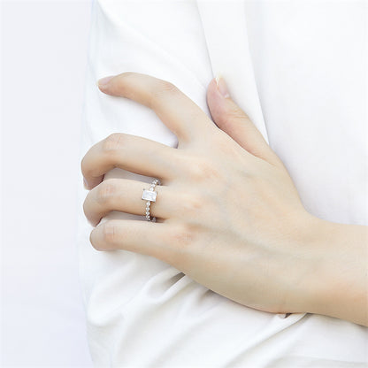 Full Eternity Square Zircon Ring - 925 Sterling Silver Statement Index Finger Jewelry
