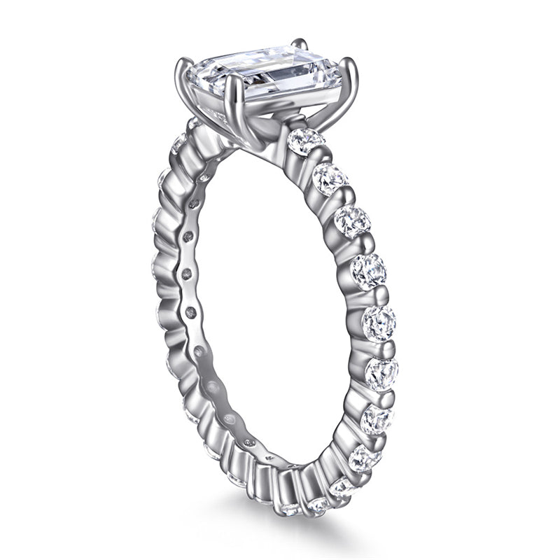 Full Eternity Square Zircon Ring - 925 Sterling Silver Statement Index Finger Jewelry