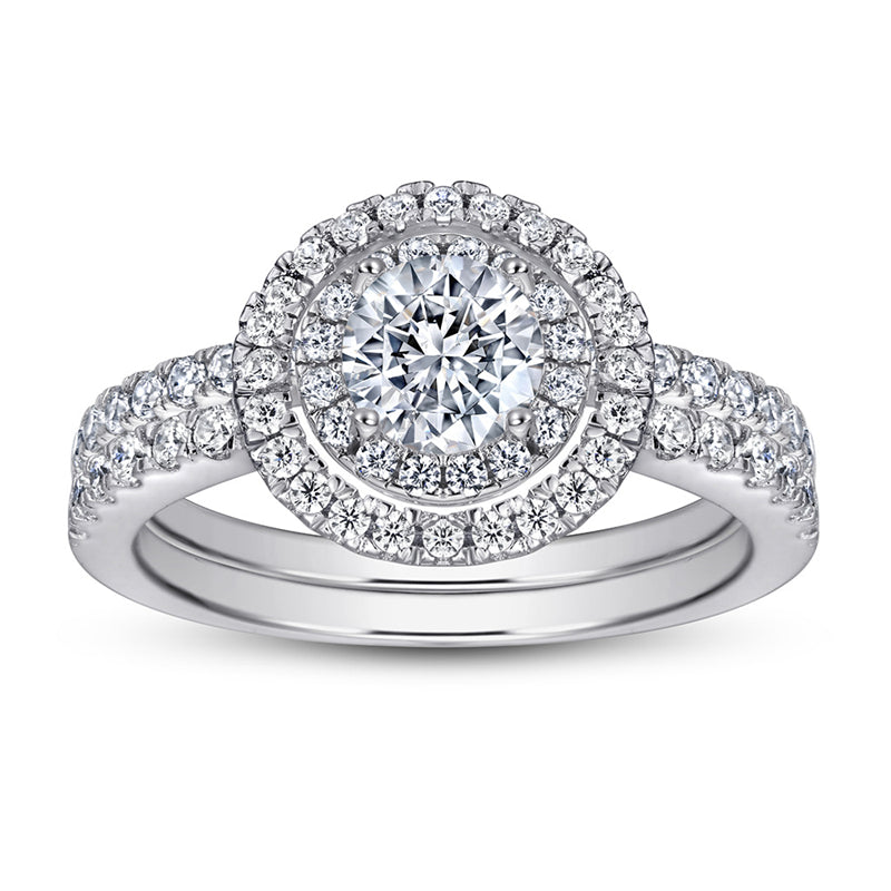 Full Pavé 925 Silver Ring Set - Luxurious Stackable Bridal Jewelry