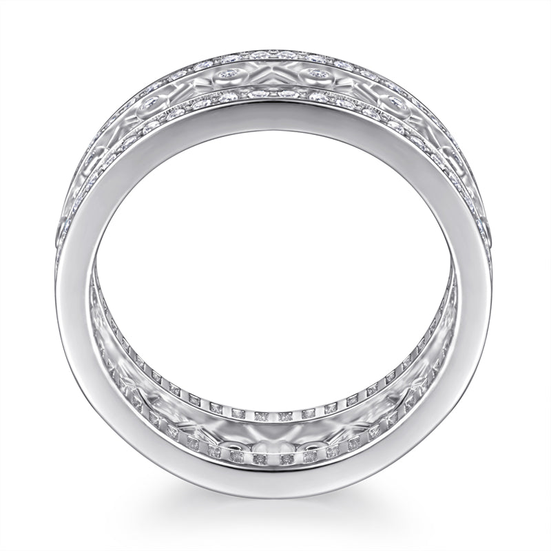 Full Pavé Zirconia 925 Silver Ring - Luxe Full-Coverage Diamond-Effect Band