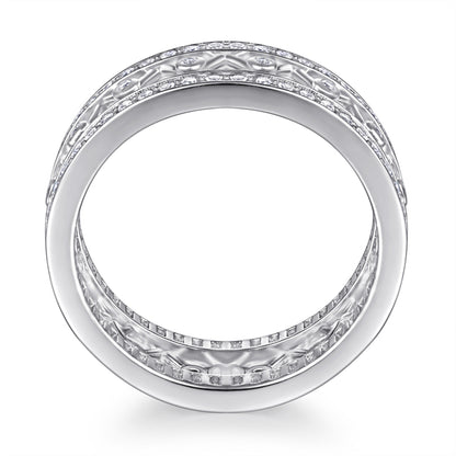 Full Pavé Zirconia 925 Silver Ring - Luxe Full-Coverage Diamond-Effect Band