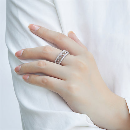 Full Pavé Zirconia 925 Silver Ring - Luxe Full-Coverage Diamond-Effect Band